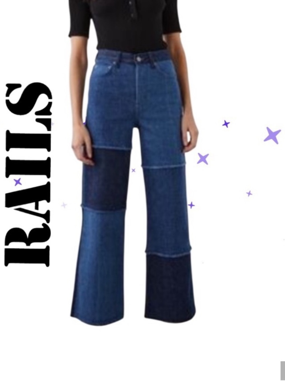 RAILS GETTY COLORBLOCK PATCH WIDE LEG JEANS SIZE 29
